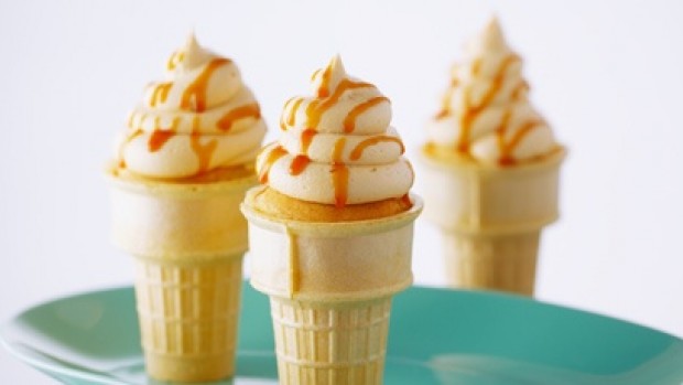 Dulce de Leche Ice Cream Cone Cupcakes